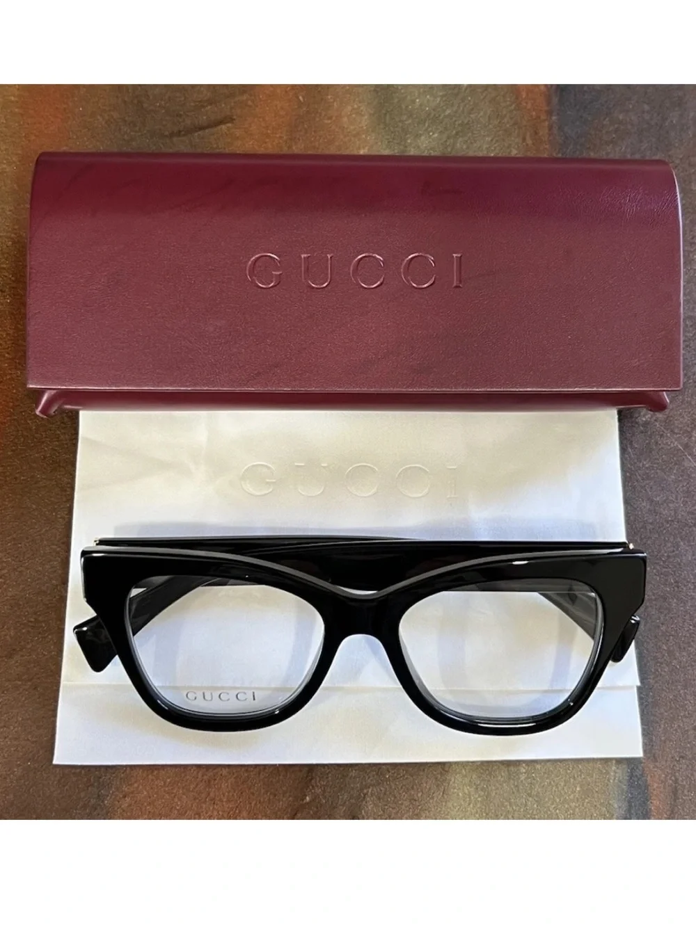 GUCCI GG1133O 001 Eyeglasses Frame Women Black Gold Cat Eye RX-Able New